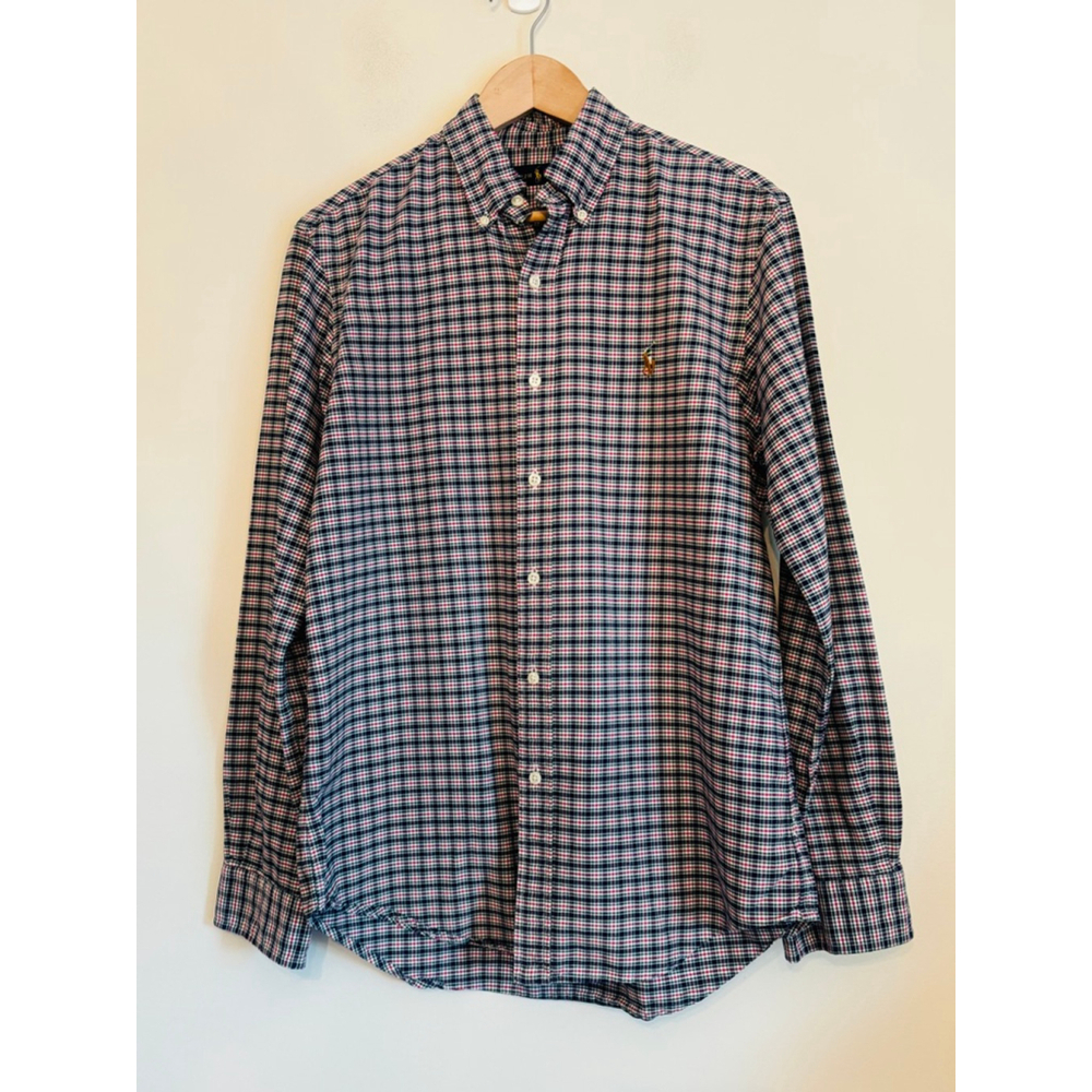 Ralph Lauren Mens Plaid Button Down Shirt Medium Blue Red